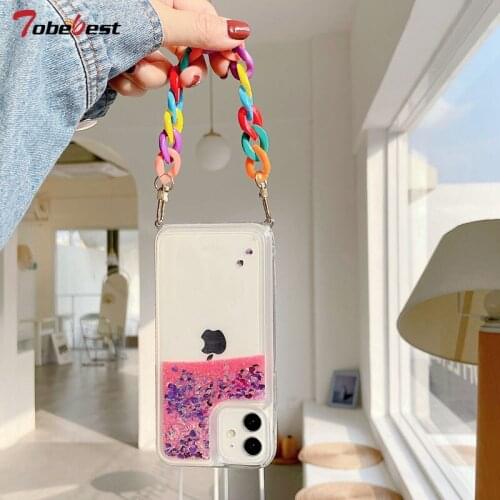 Rainbow Bracelet Chain Glitter Liquid Silicone Case For Huawei P40 P30 P20 Pro P10 Plus P9 Lite Dynamic Qicksand Star Cover