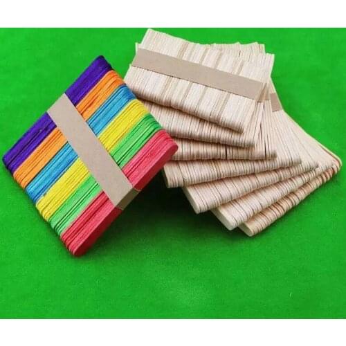 50pcs/lot Wooden Popsicle Sticks Kids Hand Crafts Art Ice Cream Lolly Cake Sticks DIY Puzzle Making Funny Children Toy Gifts