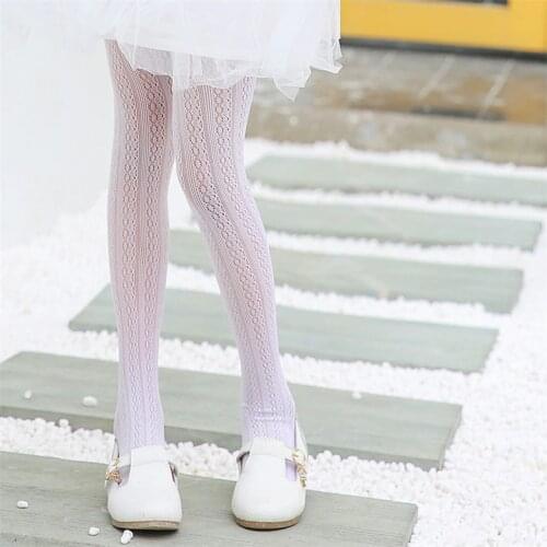 Children pantyhose girls summer ultra-thin lace Hollow Ballet Dance tights high elasticity childrens bottoming white tights