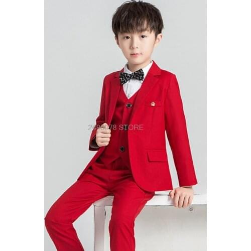 Kids sets for boys Brand Children Suit Kids Formal Birthday Dress Weddings Clothe Set Baby jacket Vest Pants bowtie 4pcs Suit
