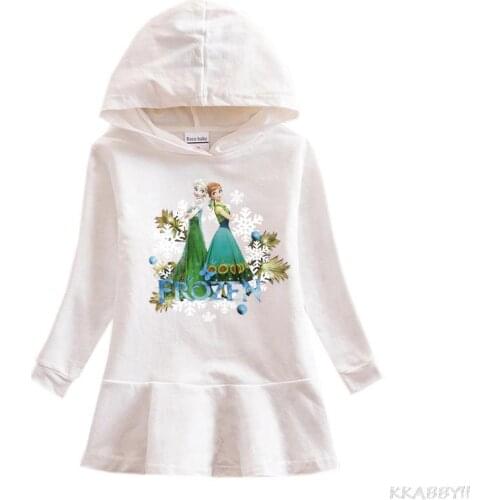 Disney Girls Hoodie Dress New Frozen Elsa Dresses for Girls Cartoon Childrens Dress Girl Casual Clothes