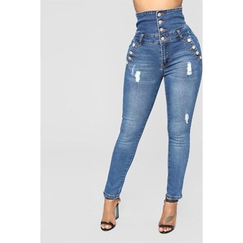 Jeans Denim Womens 2019 High Waisted Skinny Pencil Jean Pants Sexy Fashion Female Ripped Cotton Casual Vestito In Jeans Mujer