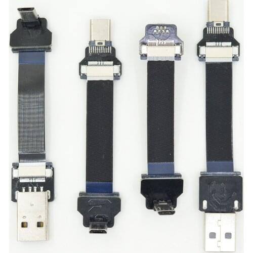 FFC USB 3.1 Type-c cable FPV Flat Slim Thin Ribbon FPC Cable Micro USB 90 degree to USB for FPV Brushless Handheld Gimbal Servo