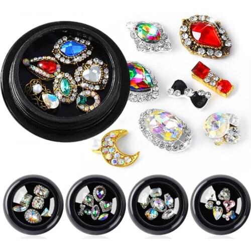 ICYCHEER 1 Box Mix Shape Nail Art DIY Alloy Zircon Pearl 3D Decoration Rhinestone Diamond Nails Jewelry Charms Nail Accessories