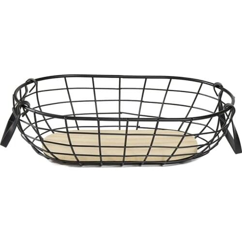 Nordic black desk storage basket retro metal kitchen living room fruit and vegetable basket kitchen storage home decoration