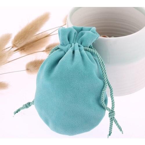 30pcs/lot 6.5*8cm Pink Blue Jewelry Pouches Gift Drawstring Bag Velvet Mini Package Small Topper Pocket Accessories Wholesale