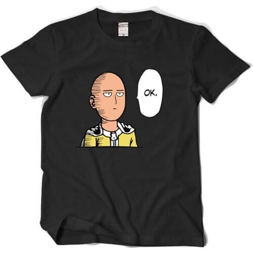 Fashion Anime One Punch Man T Shirt Cotton Printed Men T-shirt Black Comfortable Mens Shirt Casual T-shirt For Men