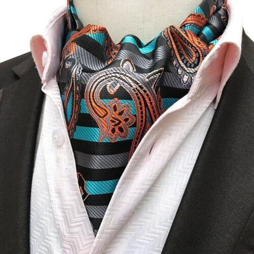 Trendy Embroidery Large Pattern Mens Scarf Fashion Business Bib Tie Gentlemans Polyester Jacquard Commuter Scarf Retro Tie