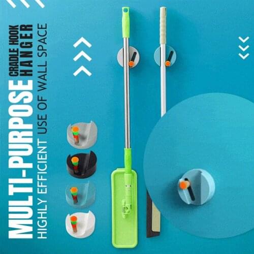 1Pc Wall Mounted Mop Organizer Holder Broom Hanger Bathroom Hook Rack Kitchen Storage Tool Seamless Adhesive Home Clip Hanging
