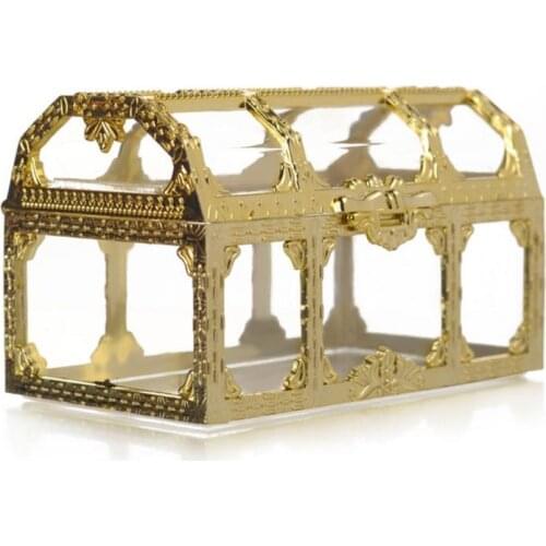 Desktop Home Treasure Storage Collectibles Candy Transparent Organizer Trinket Crystal Makeup Gem Jewelry Box Case Pirate Chest