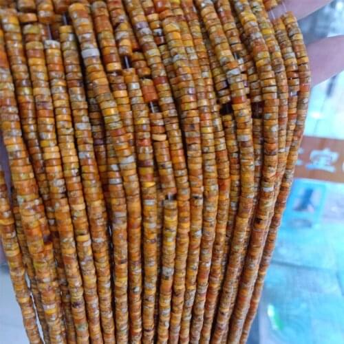 Natural Round Heishi Orange Imperial Jaspers Stone Beads 2x4mm Loose Spacer Sea Sediment Beads For Jewelry Making Strand 15