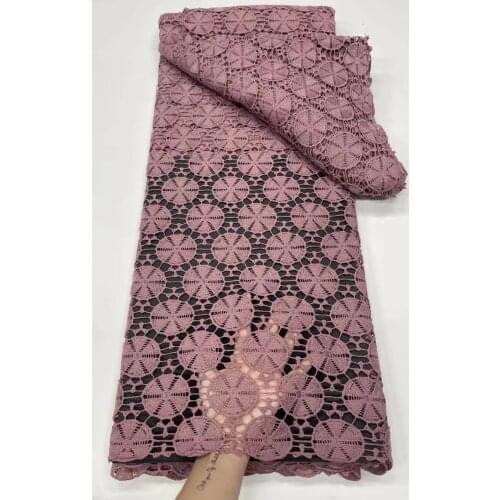 Cheap African Cord Lace Fabric With Circle Nigerian Lace Fabric 5 Yards/pcs Milk Silk Lace Water Soluble Lace For Wedding Party