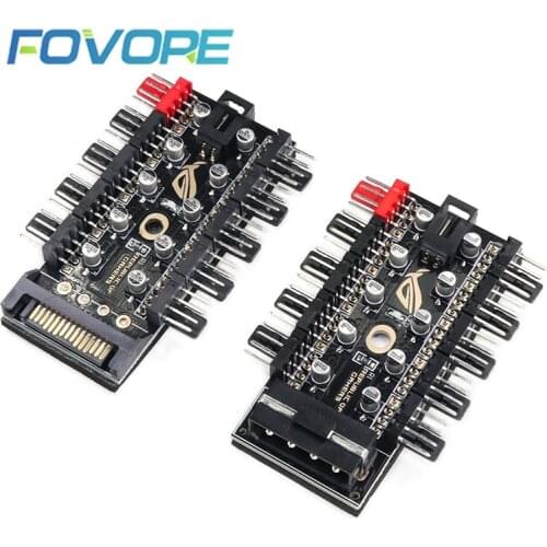 Newest 1 to 10 PC Cooling Fan Hub Splitter LED Cable PWM SATA 12V Power Supply Speed Controller Adapter For Bitcoin Miner Mining