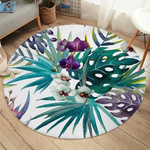 The latest bedroom flower bedroom carpet green carpet circular tropical plant flower carpet