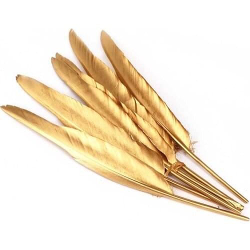 The New 30-35cm/12--14inch Gold Turkey Feathers for Crafts Party for Jewelry Christmas Accessories Plumas De Faisan