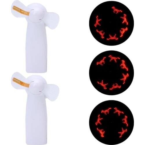 Portable Handheld Mini LED Flashing Fan Super Mute Battery Operated For Cooling