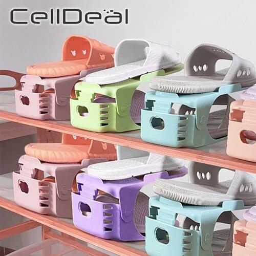 CellDeal 10 Pcs Adjustable Shoe Organizer Holder Double Shoe Rack Storage Shoes Organizers Stand Shelf Storage Rack Shoe Keeper