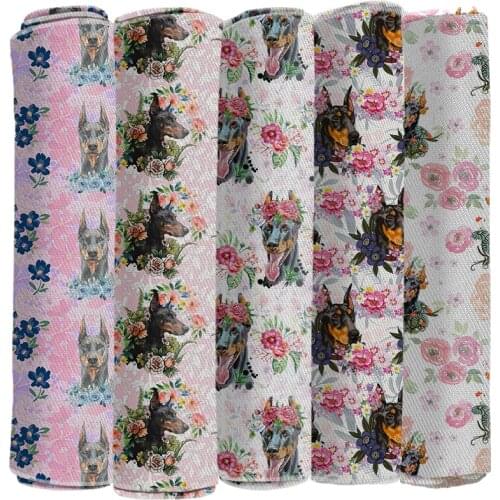 Twill Printed Fabric Cartoon Doberman Dog Pattern DIY Patchwork Cotton Paper Sewing Bedding Cloth Home Textile Fabric 50*145cm