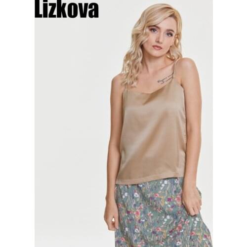 Lizkova Summer Satin Camisole Women 2021 Sleeveless Haut Femme Ladies Holidday Beach Casual Tops