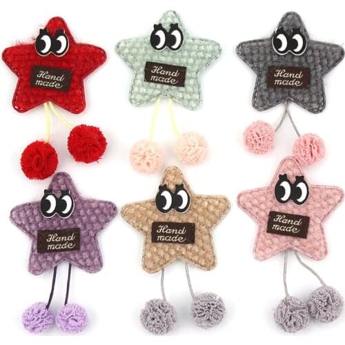 12Pcs 4.5*7.5cm Handmade big eyes star Flowers Ball Padded Appliques For Baby hair Clip Hat Clothes crafts Decor Accessories