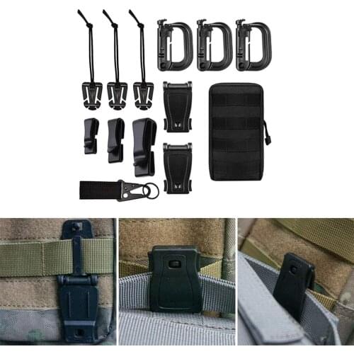 13Pcs Molle Attachments for Tactical Belt Webbing Key Ring D-Ring Clip Lock