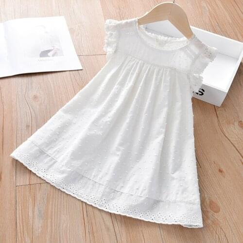 2021 summer baby girl whte sleevless princess dress embroidered cotton a-line dress