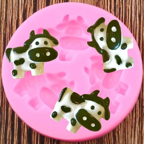 3D Animals Cows Silicone Mold Cupcake Topper Fondant Mould Baby Party Cake Decorating Tools Candy Clay Chocolate Gumpaste Moulds