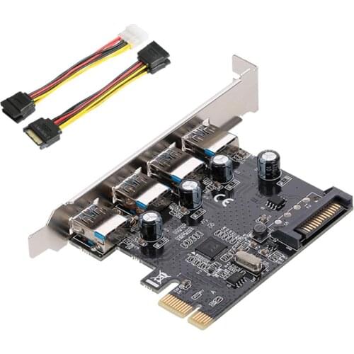 4 Ports 5Gbps USB 3.0 PCI E Adapter SATA Riser Card Converter for Windows-XP/10