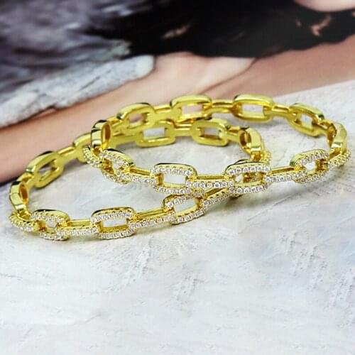 5 Pcs New design Zircon Metal Bangle Hollow rectangle zircon Jewelry charms Bracelet Gold color Women bangle 51440