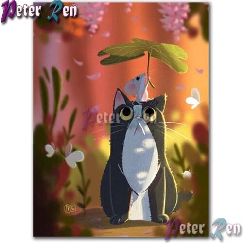5d Cartoon cute cat mouse Diamond Painting Embroider DIY Square or round Mosaic Cross stitch Rhinestone home decoration