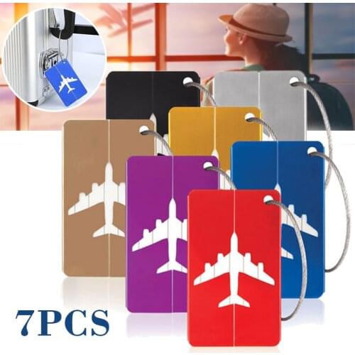 7Pcs 7.5 x 4.5 x 0.2cm Luggage Tags Aluminium Luggage Tags Suitcase Label Name Address ID Travel Baggage Tags