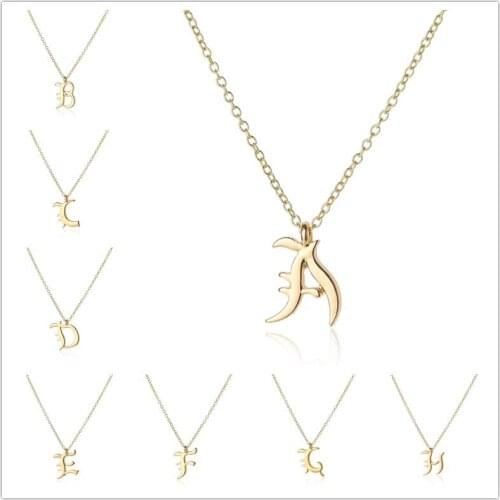 A-z Cursive English letter name Sign Personality pendant necklace alphabet Initial sign friend family gift necklace jewelry