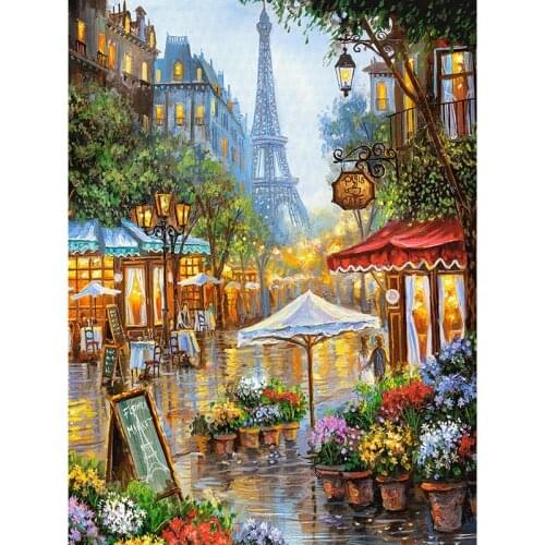 2020MEIAN Paris Street Full Round diamond 5D DIY diamond painting embroidery landscape Cross Stitch Rhinestone mosaic home decor