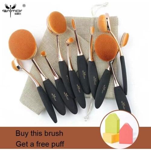 Anmor Professional 10pcs/lot Makeup Brushes Soft Make Up Brush Set Foundation Eyeshadow Powder Kit Cosmetic Bag Contour Tool Kit