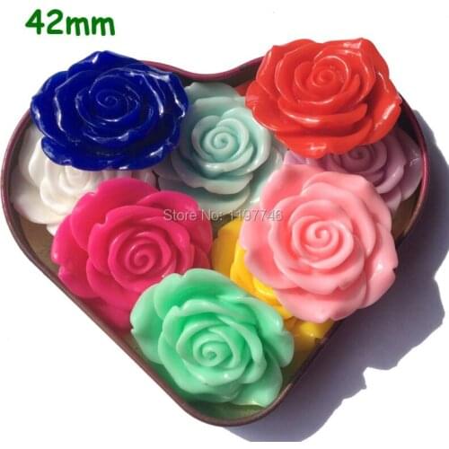 Big Rose Charms for Jewelry making 42mm 50pcs Resin Flower Charms Flatback Cabochons for DIY Decoration Rose Charms for Women