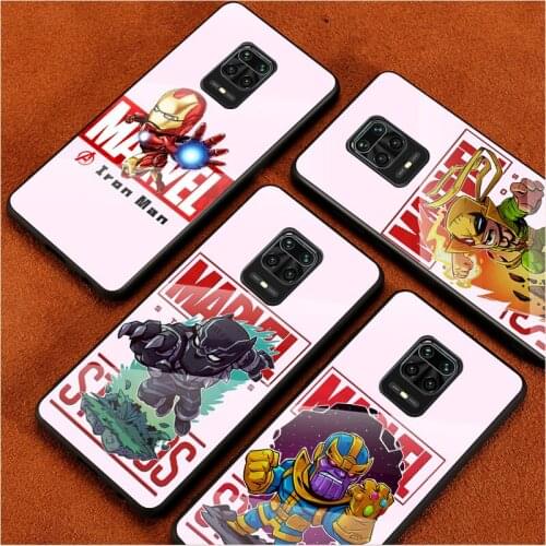 Cute Marvel Hero For Xiaomi Redmi Note 10 10S 9T 9S 9 8T 8 7 Phone Case Tempered Glass Hot New Shell Luxury Cove