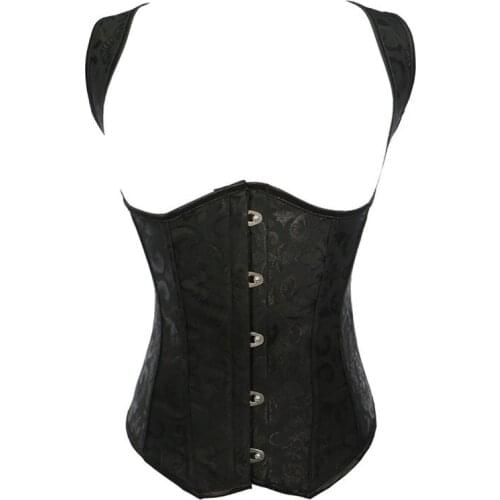 Black Underbust Bustier Corset Vest Sexy Women Corset Top Plus Size Jacquard Lace Up Steel Boned Corset S-6XL