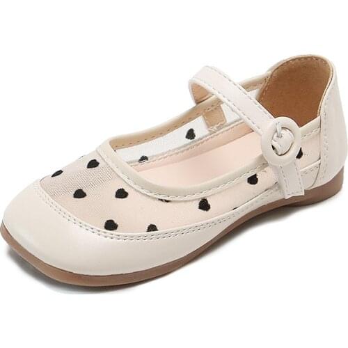 Kids Shoes for Girls 2021 Spring Summer Childrens Casual Flats Air Mesh Breathable Princess Sweet Girls Leather Shoes 21-30 New