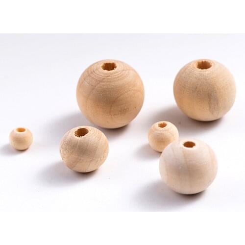 DIY 4-50mm Natural Wood Beads Spacer Wooden Beads Eco-Friendly Unfinished Wood Beads Lead-Free Balls Wood Color Perle En Bois