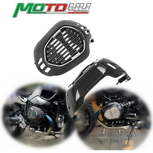 For BMW R NINE T 2014-2017 New Carbon Fiber Motorcycle Cylinder Head Guards Protector Cover Left and Right Aluminum top