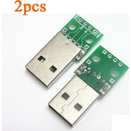DYKB 2pcs x Male A-USB to DIP Adapter Converter 4 pin 2.54mm PCB Board Power Supply