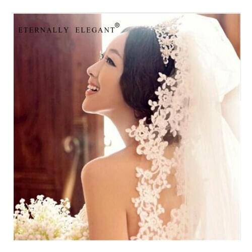 White/Ivory Wedding Veil 1.5m Long Comb Lace Mantilla Cathedral Bridal Veil Wedding Accessories Veu De Noiva Real Photos EE89