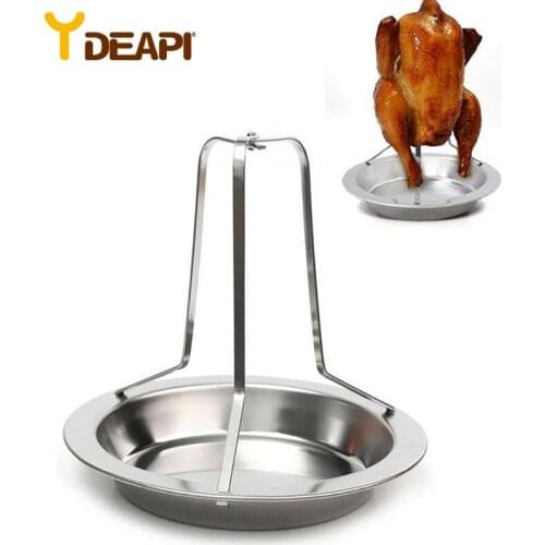 YDEAPI 1Set Barbecue Grilling Baking Cooking Pans Non-Stick Chicken Roaster Rack With Bowl BBQ Accessories Tools