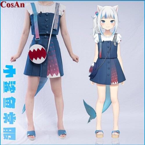 Anime VTuber Hololive Gawr Gura Cosplay Costume Sweet Lovely Informal Dress Female Activity Party Role Play Clothing S-XL New