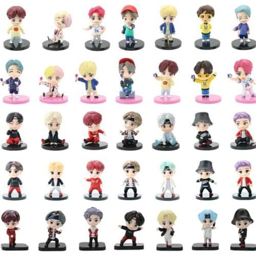 7pcs/Set Bangtan Boys Groups Action Figures Toys Cartoon PVC KPOP Stars Model Toy TOP Group A.R.M.Y Gifts Collectibles