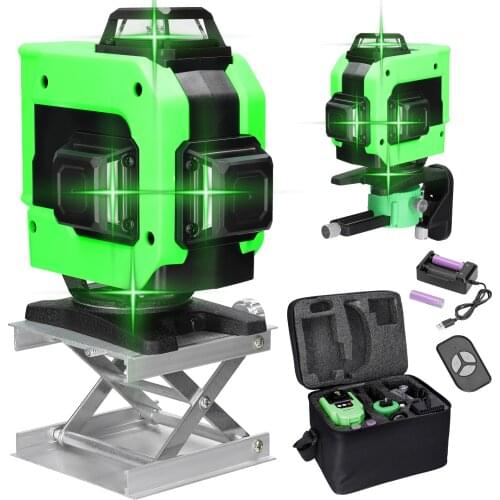 KKmoon 3D/4D Laser Level 12/16 Lines 3° Self-leveling Laser Level 360 Super Powerful Laser Level Green Beam Level Instrument