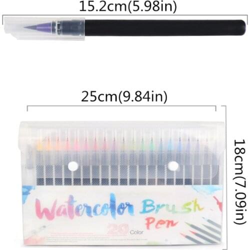 20 Color Premium Painting Soft Brush Pen Set Watercolor Markers Pen Effect Best For Coloring Books Manga Comic Calligraphy
