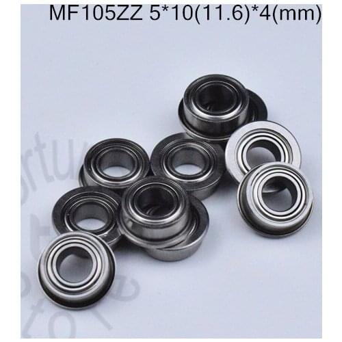 MF105ZZ 5*10(11.6)*4(mm) 10pieces free shipping bearing ABEC-5 ABEC-5 Flange bearings MF105 MF105Z MF105ZZ chrome steel bearing