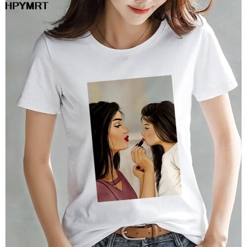 Mom daughter makeup new fashion women t shirt clothes ulzzang Casual tshirt harajuku kawaii t-shirt female top tee streetwear
