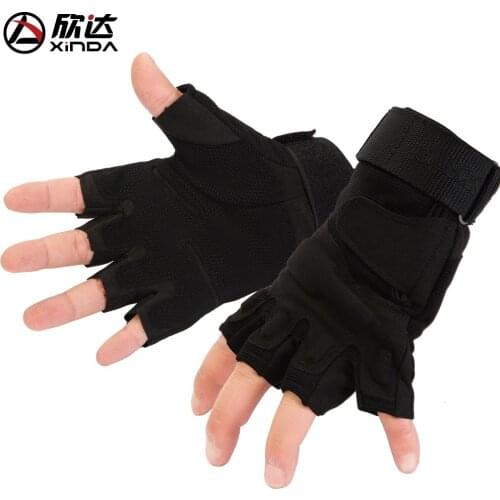XINDA 2017 new outdoor mountain climbing downhill tactical antiskid glove leather special half refers to ride